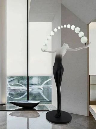 Humanoid Sculpture Holding Ball Floor Lamp-GraffitiWallArt