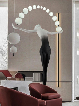 Humanoid Sculpture Holding Ball Floor Lamp-GraffitiWallArt