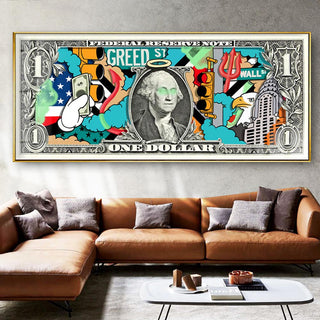 Hundred Dollar Money Canvas Wall Art-GraffitiWallArt