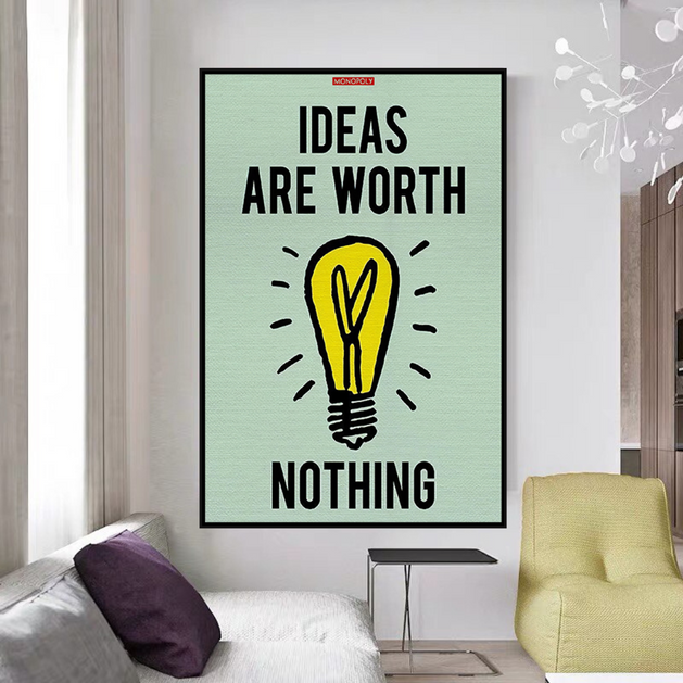 Ideas are Worth Nothing - Monopoly Canvas Wall Art-GraffitiWallArt