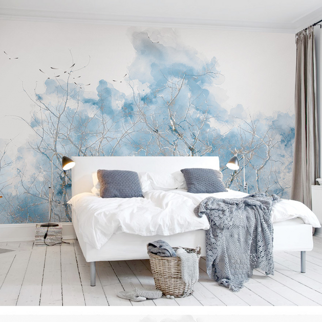 In the blue Tree Wallpaper Murals-GraffitiWallArt