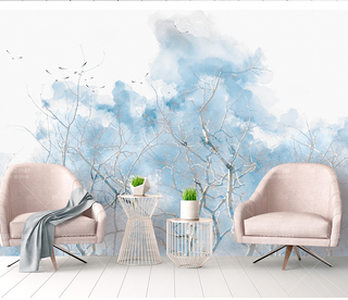 In the blue Tree Wallpaper Murals-GraffitiWallArt