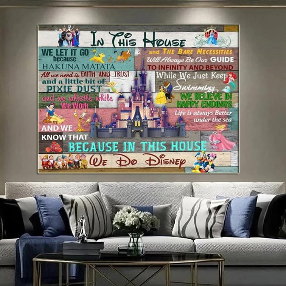 In This House Disney Castle Wall Art Poster-GraffitiWallArt