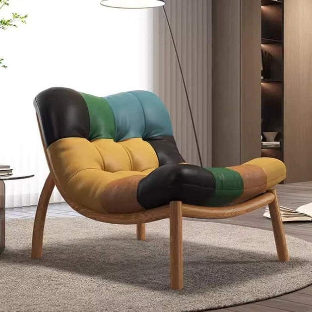 Italian Cow Leather Designer Lazy Chair-GraffitiWallArt