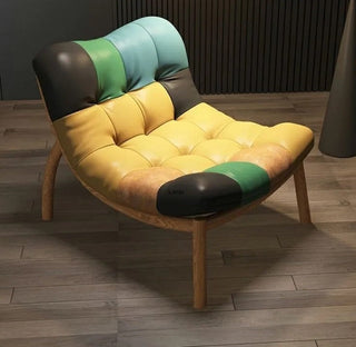 Italian Cow Leather Designer Lazy Chair-GraffitiWallArt