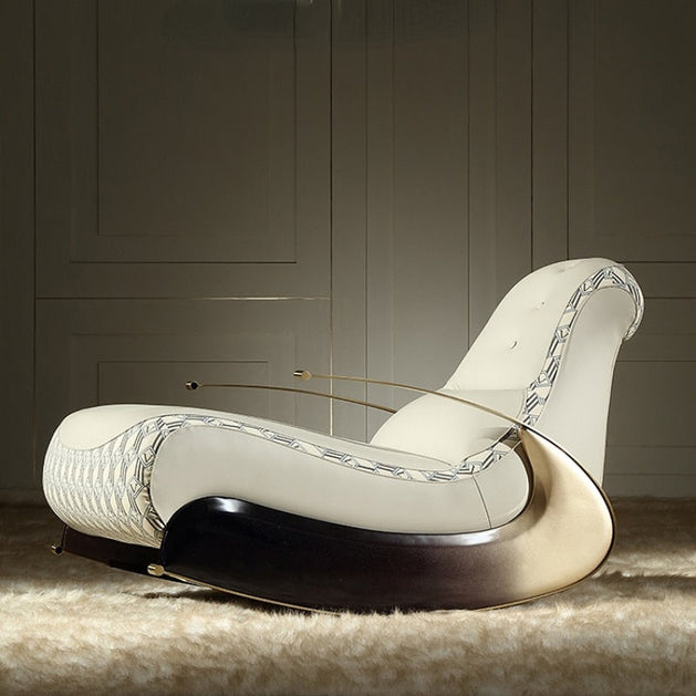 Italian Designer Luxury Leather Sofa Rocking Chair-GraffitiWallArt