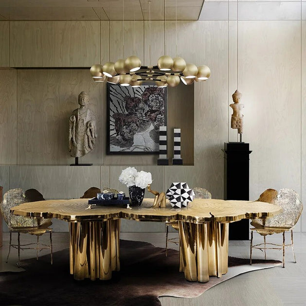 Italian Light Luxury Brass Dining Table-GraffitiWallArt
