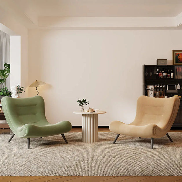 Italian Style Velvet Wood Legs Sofa Chair-GraffitiWallArt