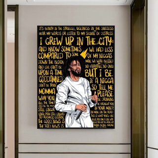 J Cole Singer Rapper Canvas Wall Art-GraffitiWallArt