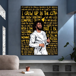 J Cole Singer Rapper Canvas Wall Art-GraffitiWallArt