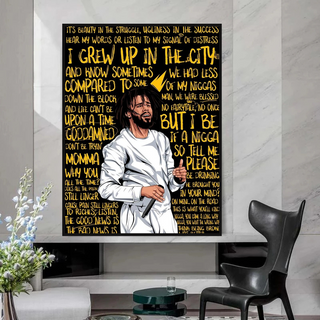 J Cole Singer Rapper Canvas Wall Art-GraffitiWallArt