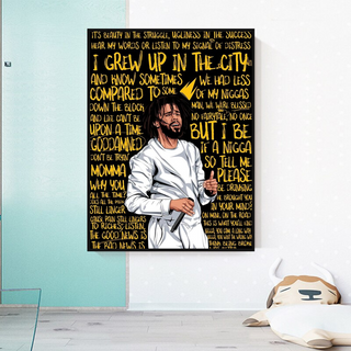 J Cole Singer Rapper Canvas Wall Art-GraffitiWallArt