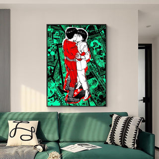 Japan Wall Art Kaneda & Kei Kiss Canvas Wall Art-GraffitiWallArt