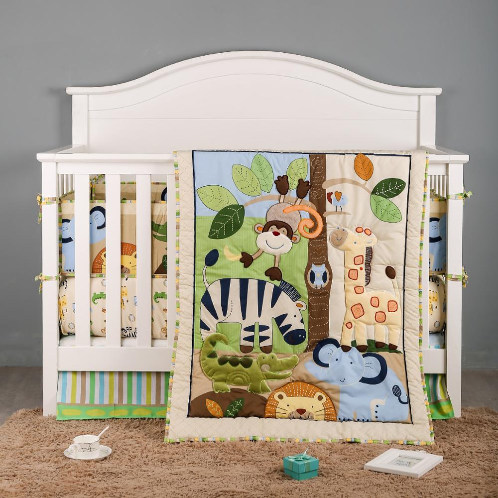 Jungle Animals Theme Cot Cot Bedding Set-GraffitiWallArt