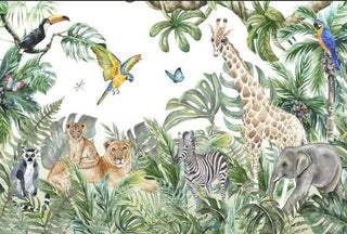 Jungle Friends Mix Gathering Wallpaper Mural-GraffitiWallArt