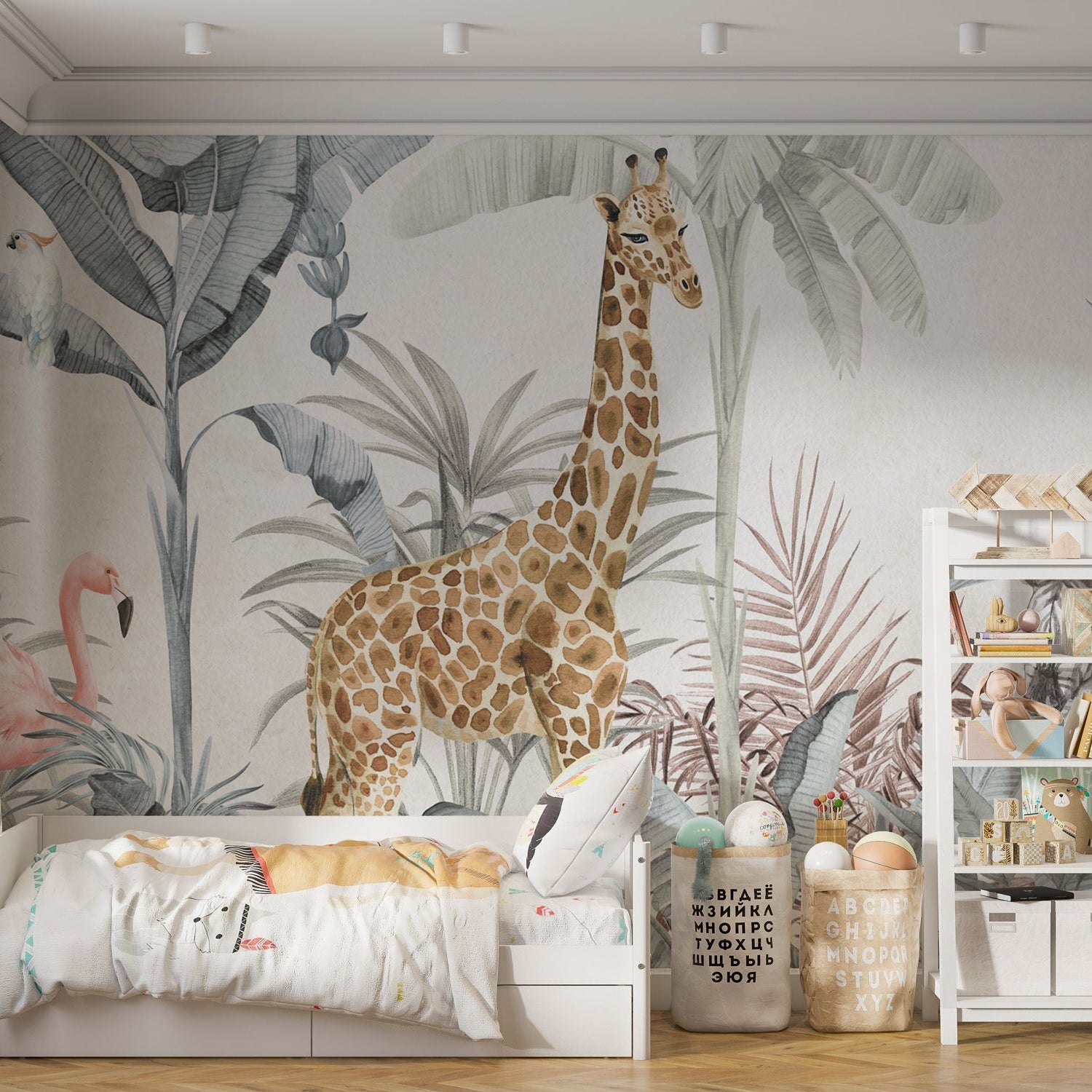 Jungle Safari Animals - Kids Room Wallpaper Mural - GraffitiWallArt