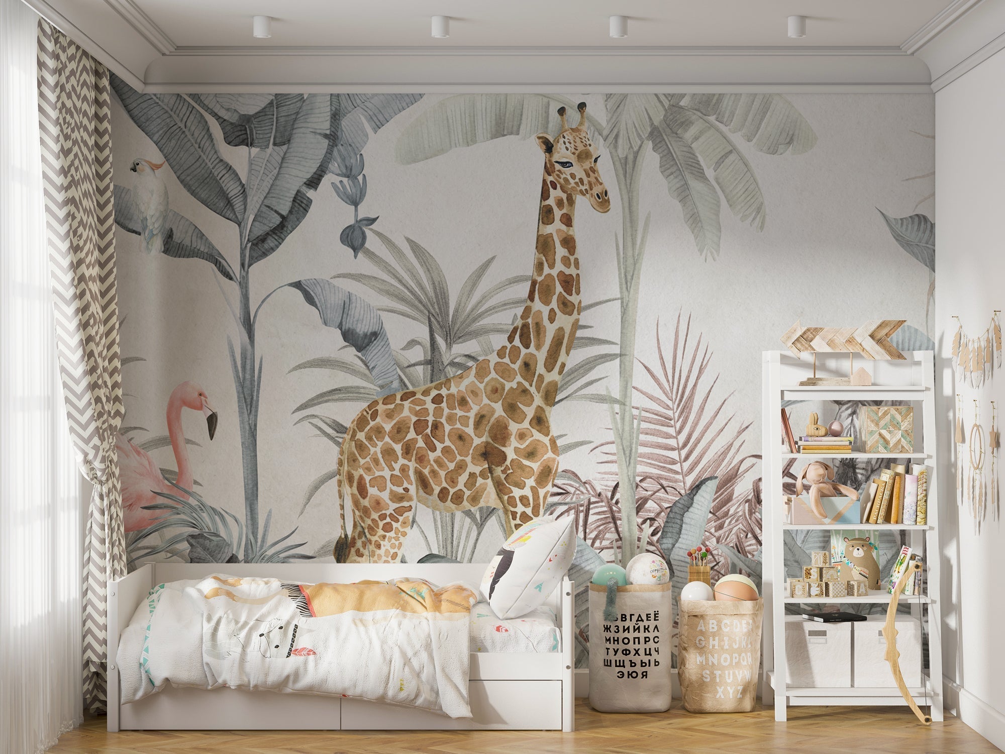 Jungle Safari Animals - Kids Room Wallpaper Mural-GraffitiWallArt