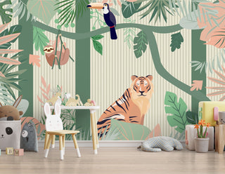 Jungle Theme Safari - Kids Room Wallpaper Mural-GraffitiWallArt