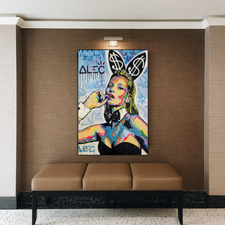 Kate Moss Bunny Canvas Painting - Pop Art by Alec Monopoly-GraffitiWallArt