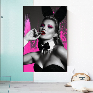 Kate Moss Bunny Girl Model Paris Canvas Wall Art-GraffitiWallArt