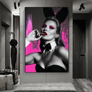 Kate Moss Bunny Girl Model Paris Canvas Wall Art-GraffitiWallArt