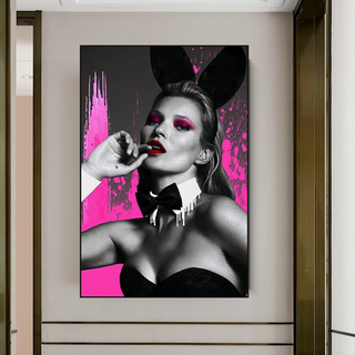 Kate Moss Bunny Girl Model Paris Canvas Wall Art-GraffitiWallArt