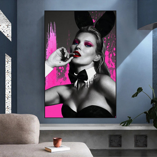 Kate Moss Bunny Girl Model Paris Canvas Wall Art-GraffitiWallArt