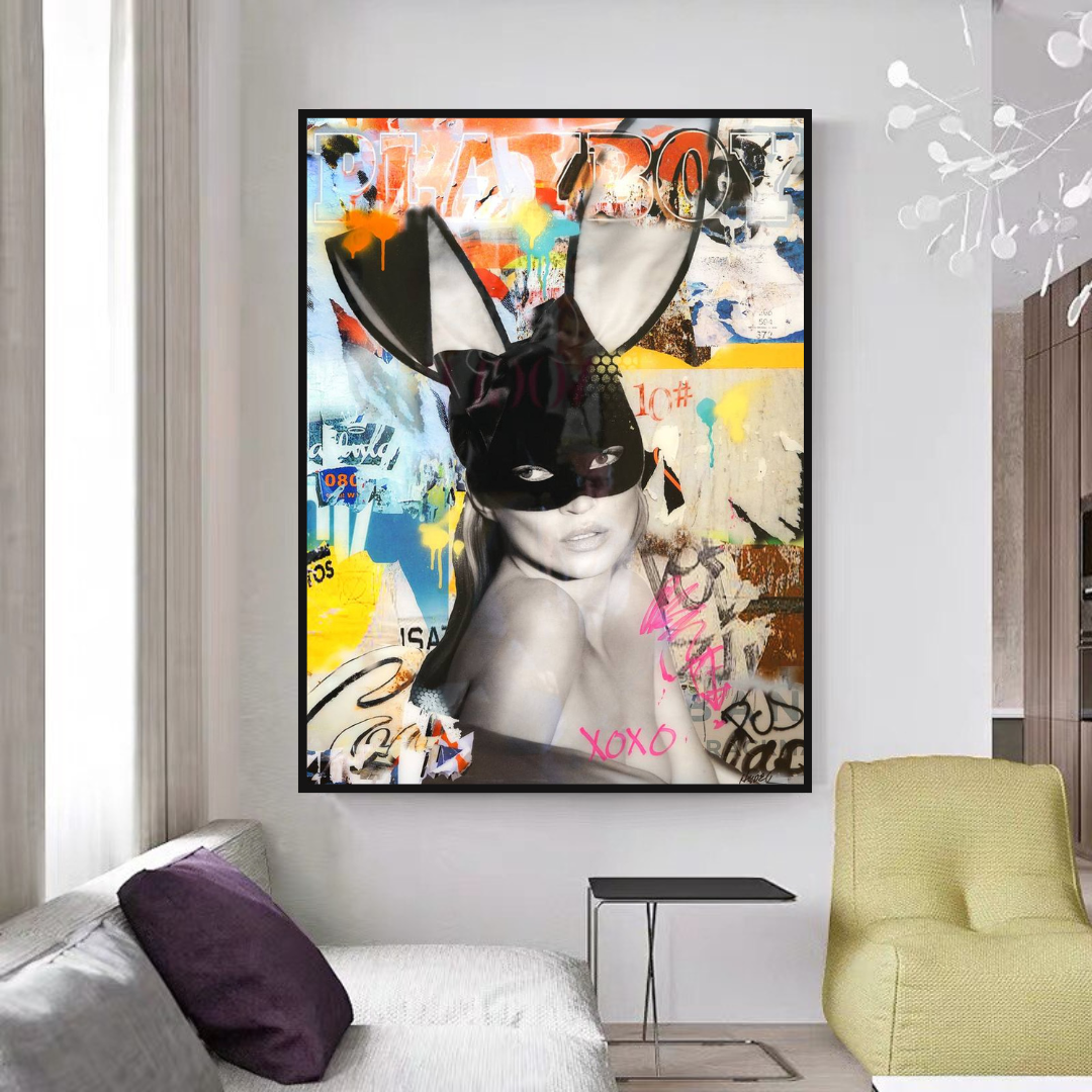 Kate Moss Graffiti Canvas Wall Art-GraffitiWallArt