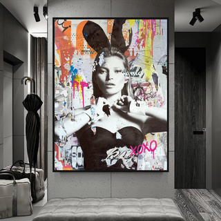 Kate Moss Graffiti Canvas Wall Art-GraffitiWallArt