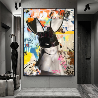 Kate Moss Graffiti Canvas Wall Art-GraffitiWallArt