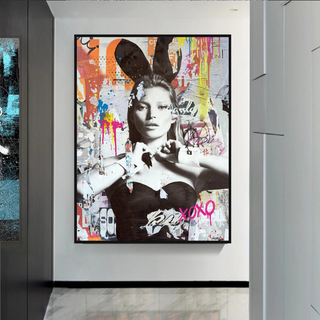 Kate Moss Graffiti Canvas Wall Art-GraffitiWallArt