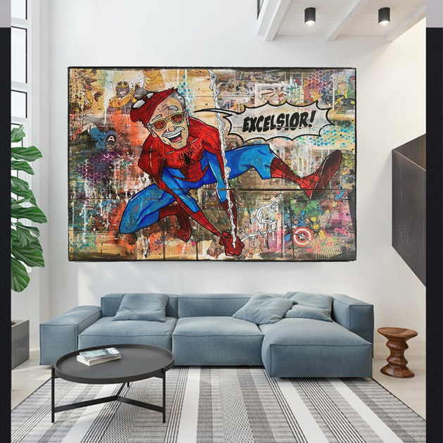 KFC Colonel Harland Sanders as Spiderman Canvas Wall Art-GraffitiWallArt