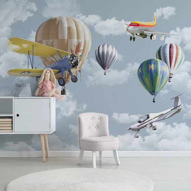 Kids Air Balloon Wallpaper - Create an Enchanting Space-GraffitiWallArt