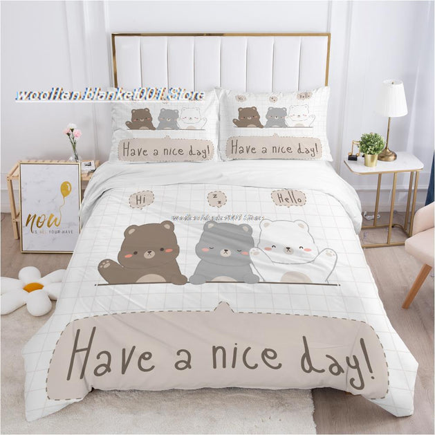 Kids' Bears Bedding Set – Perfect for a Cozy Sleep-GraffitiWallArt