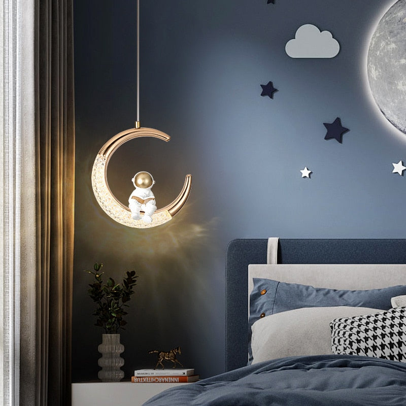 Kids Bedside Astronaut on Moon Light | Kids Room Decor Lights-GraffitiWallArt