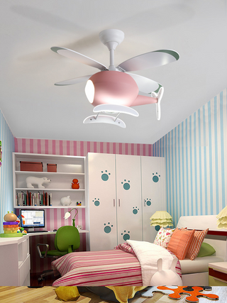 Kids' Nursery Helicopter Ceiling Light with Fan-GraffitiWallArt