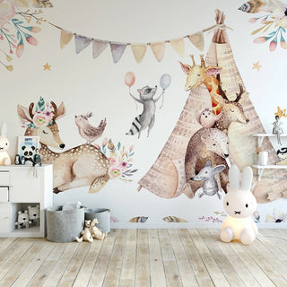 Kids Nursery Wallpaper: Woodland Camping Adventure-GraffitiWallArt