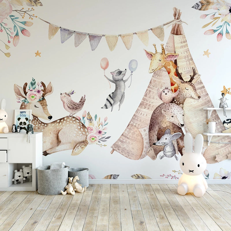 Kids Nursery Wallpaper: Woodland Camping Adventure-GraffitiWallArt