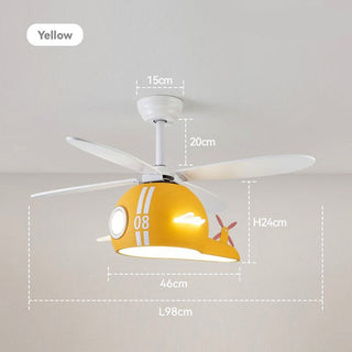 Kids Room Helicopter Ceiling Fan with Light - Art Deco Style-GraffitiWallArt