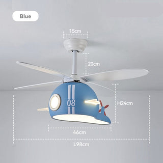 Kids Room Helicopter Ceiling Fan with Light - Art Deco Style-GraffitiWallArt