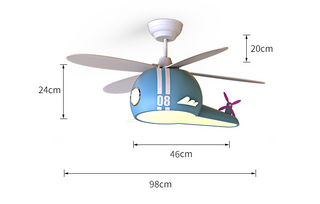 Kids Room Helicopter Ceiling Fan with Light - Art Deco Style-GraffitiWallArt