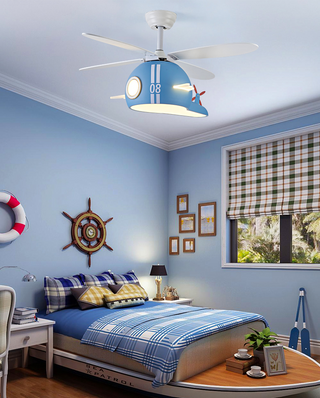 Kids Room Helicopter Ceiling Fan with Light - Art Deco Style-GraffitiWallArt