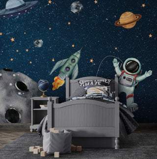 Kids Room Wallpaper Mural - Astronaut Adventure-GraffitiWallArt