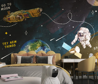 Kids Room Wallpaper Mural for the Ultimate Go to Moon Theme-GraffitiWallArt