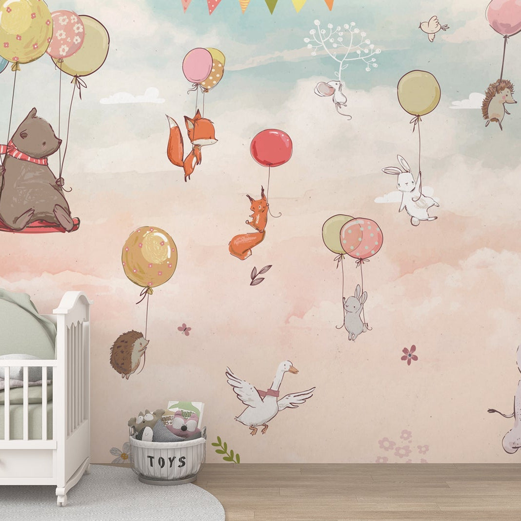 Kids Room Wallpaper Mural - Lets Fly Together-GraffitiWallArt