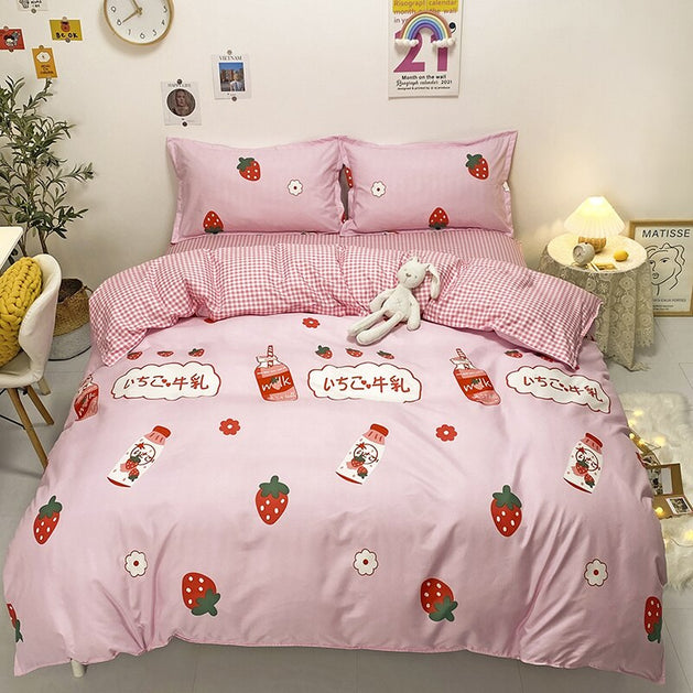 Kids: Strawberry Bedding Set - Adorable and Vibrant Designs-GraffitiWallArt