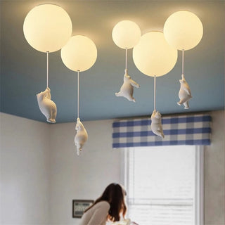 Kids Teddy Bears Holding Balloons Ceiling Light | Kids Room Decor Lights-GraffitiWallArt