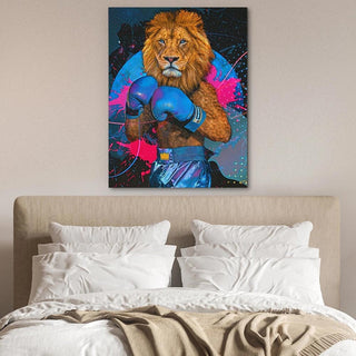 King Lion Boxer Canvas Wall Art-GraffitiWallArt