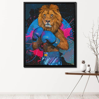 King Lion Boxer Canvas Wall Art-GraffitiWallArt