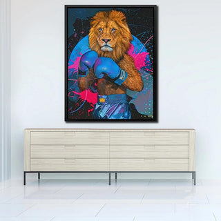 King Lion Boxer Canvas Wall Art-GraffitiWallArt